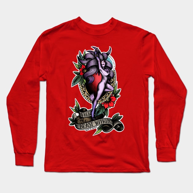 Trance Terra from Final Fantasy 6 (FFVI) in American Traditional Tattoo Portrait Style Long Sleeve T-Shirt by SamInJapan